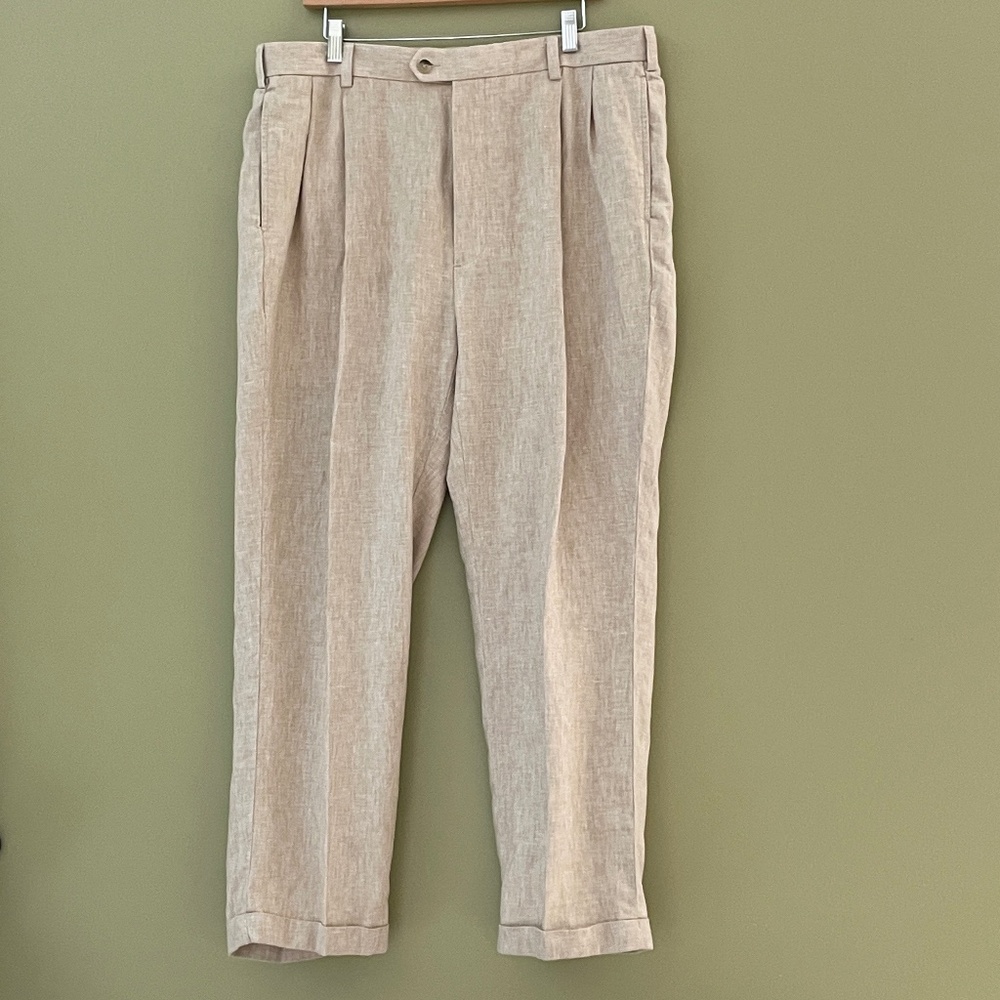 Jos A Bank Travelers Collection Mens Linen Pants 38x30 (36x29) Beach Wedding